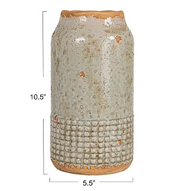 Storied Home Round Distressed Terra Cotta Hobnail Planter Vase Table Decor