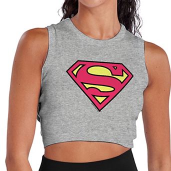 Juniors' DC Comics Superman Pink Shield Logo Cropped Graphic Tank