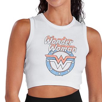 Juniors' DC Comics Wonder Woman Faded Icon Cropped Graphic Tank