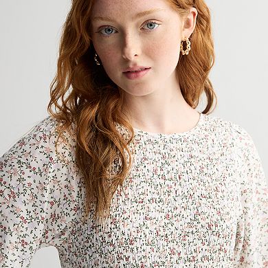 Juniors' SO® Smocked Long Sleeve Mini Dress