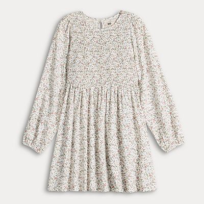 Juniors' SO Smocked Long Sleeve Mini Dress