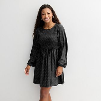 Juniors' SO® Smocked Long Sleeve Mini Dress