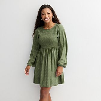 Juniors' SO® Smocked Long Sleeve Mini Dress