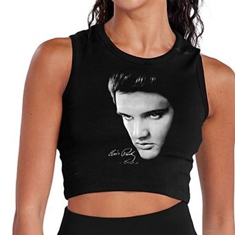 Juniors' Elvis Presley Iconic Face Cropped Graphic Tank