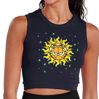 Juniors' Garfield Cosmic Chill Cropped Graphic Tank