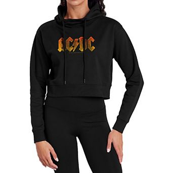 Juniors' AC/DC Electric Gradient Logo Crop Graphic Hoodie