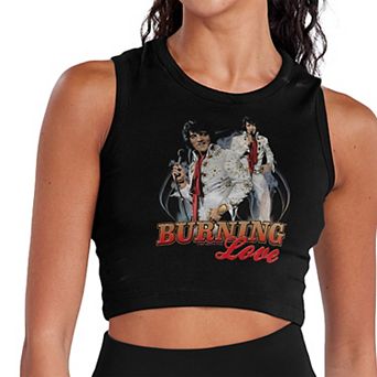 Juniors' Elvis Presley Burning Love Classic Cropped Graphic Tank