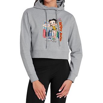 Juniors' Betty Boop Whistle Wink Cropped Graphic Hoodie