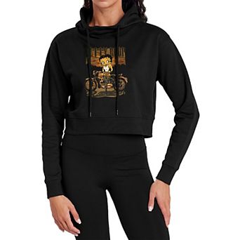 Juniors' Betty Boop Rebel on Wheels Cropped Graphic Hoodie