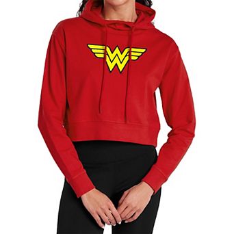 Juniors' DC Comics Wonder Woman Iconic Logo Cropped Hoodie