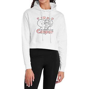 Juniors' Casper Floating Hearts Cropped Hoodie