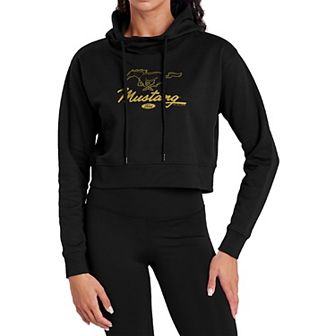 Juniors' Ford Mustang Pony Script Classic Cropped Hoodie
