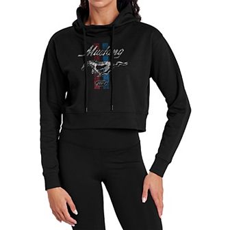 Juniors' Ford Mustang Racing Stripes Cropped Hoodie