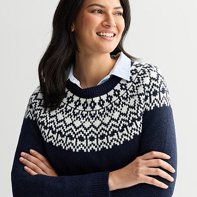 Women's Croft & Barrow® Floral Fair Isle Sweater
