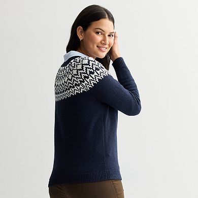 Women's Croft & Barrow® Floral Fair Isle Sweater