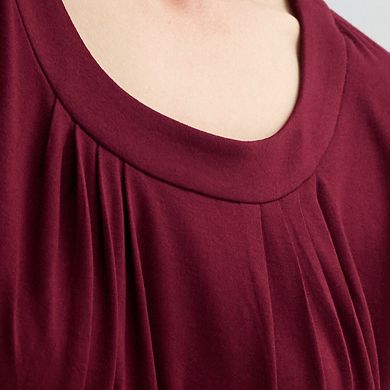 Petite Croft & Barrow® Pleated Round Neck Top