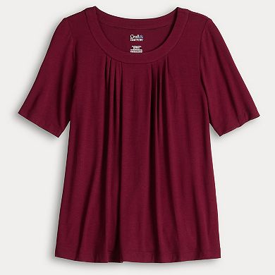 Petite Croft & Barrow® Pleated Round Neck Top