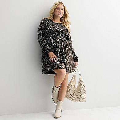 Juniors' Plus Size SO® Smocked Long Sleeve Mini Dress