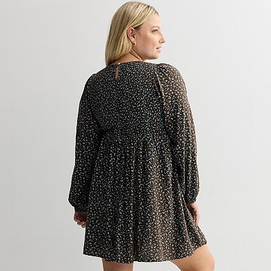 Juniors' Plus Size SO® Smocked Long Sleeve Mini Dress