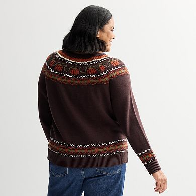 Plus Size Croft & Barrow® Fairisle Pullover Sweater