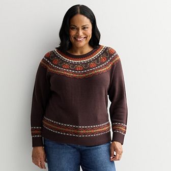 Plus Size Croft & Barrow® Fairisle Pullover Sweater