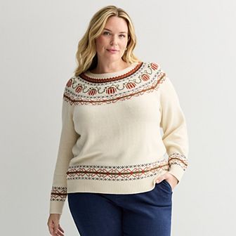 Plus Size Croft & Barrow® Fairisle Pullover Sweater