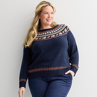 Plus Size Croft & Barrow® Fairisle Pullover Sweater