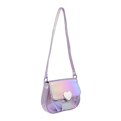 Elli by Capelli Iridescent Heart Detail Crossbody Saddle Bag