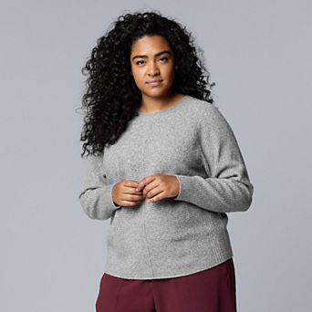 Plus Size Simply Vera Vera Wang Crewneck Pullover Sweater