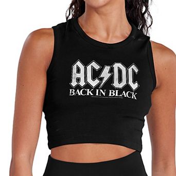Juniors' AC/DC Back in Black Tour Cropped Tank