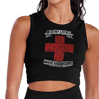 Juniors' Bon Jovi Bad Medicine Vibes Cropped Tank
