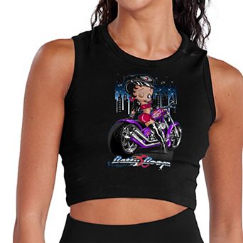 Juniors' Betty Boop Chopper Ride Cropped Tank