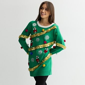 Women's Jollidays Long Sleeve Christmas Crewneck Sweater Tunic