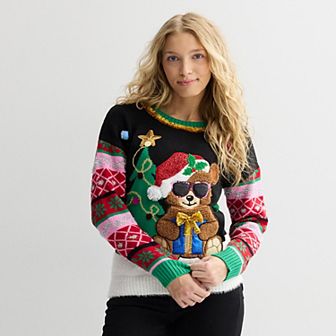 Women's Jollidays Long Sleeve Holiday Crewneck Sweater