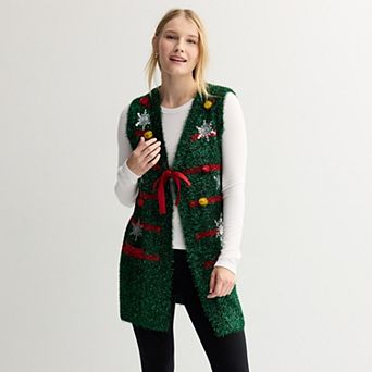 Women's Jollidays Sleeveless Holiday Open Front Vest