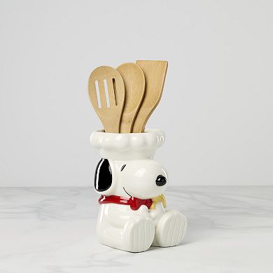 Lenox Peanuts Chef Snoopy Figural Utensil Crock 4-Piece Set