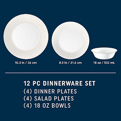 Corelle Vitrelle® Hushed Lines 12 pc Dinnerware Set