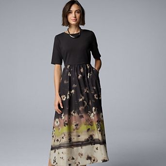 Women's Simply Vera Vera Wang Long Sleeve Mixed Media Maxi Dress