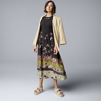 Women's Simply Vera Vera Wang Long Sleeve Mixed Media Maxi Dress