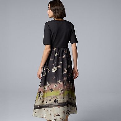 Women's Simply Vera Vera Wang Long Sleeve Mixed Media Maxi Dress