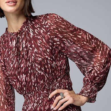 Women's Simply Vera Vera Wang Smocked Long Sleeve Maxi Dress