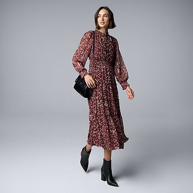 Women's Simply Vera Vera Wang Smocked Long Sleeve Maxi Dress
