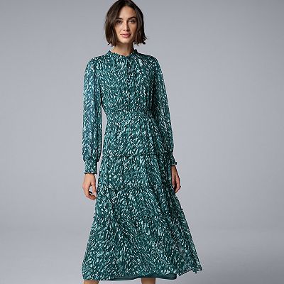 knee length dresses for ladies Boho Textured Long-Sleeve Smocked-Waist Maxi Dress main image 0