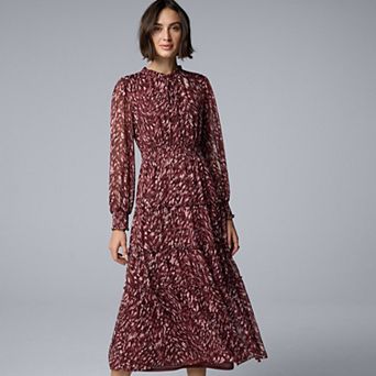 Women's Simply Vera Vera Wang Smocked Long Sleeve Maxi Dress