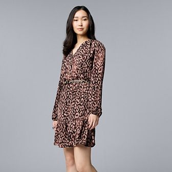 Petite Simply Vera Vera Wang Belted Shirred Short Dress