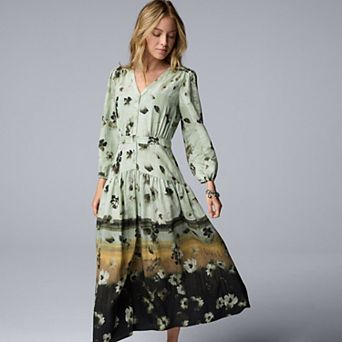 Petite Simply Vera Vera Wang Drop Waist Maxi Dress