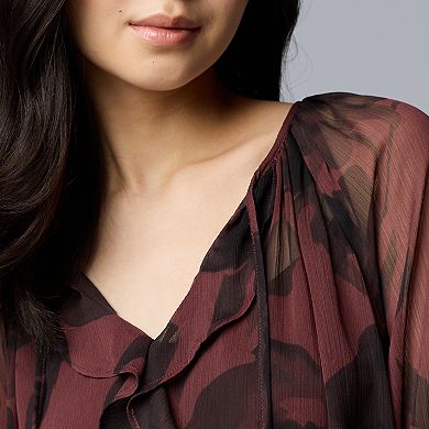 Women's Simply Vera Vera Wang Ruffled Long Sleeve Blouse