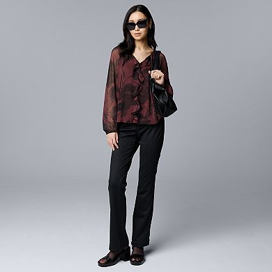 Women's Simply Vera Vera Wang Ruffled Long Sleeve Blouse
