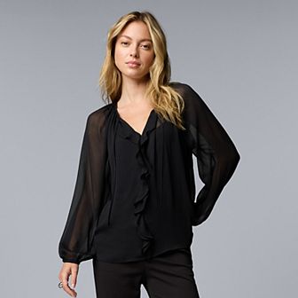 Women's Simply Vera Vera Wang Ruffled Long Sleeve Blouse