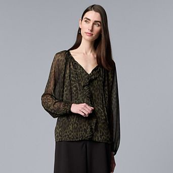 Women's Simply Vera Vera Wang Ruffled Long Sleeve Blouse